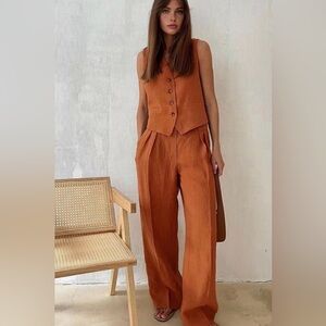 Commense size small Cotton & Linen Pants Set NWT